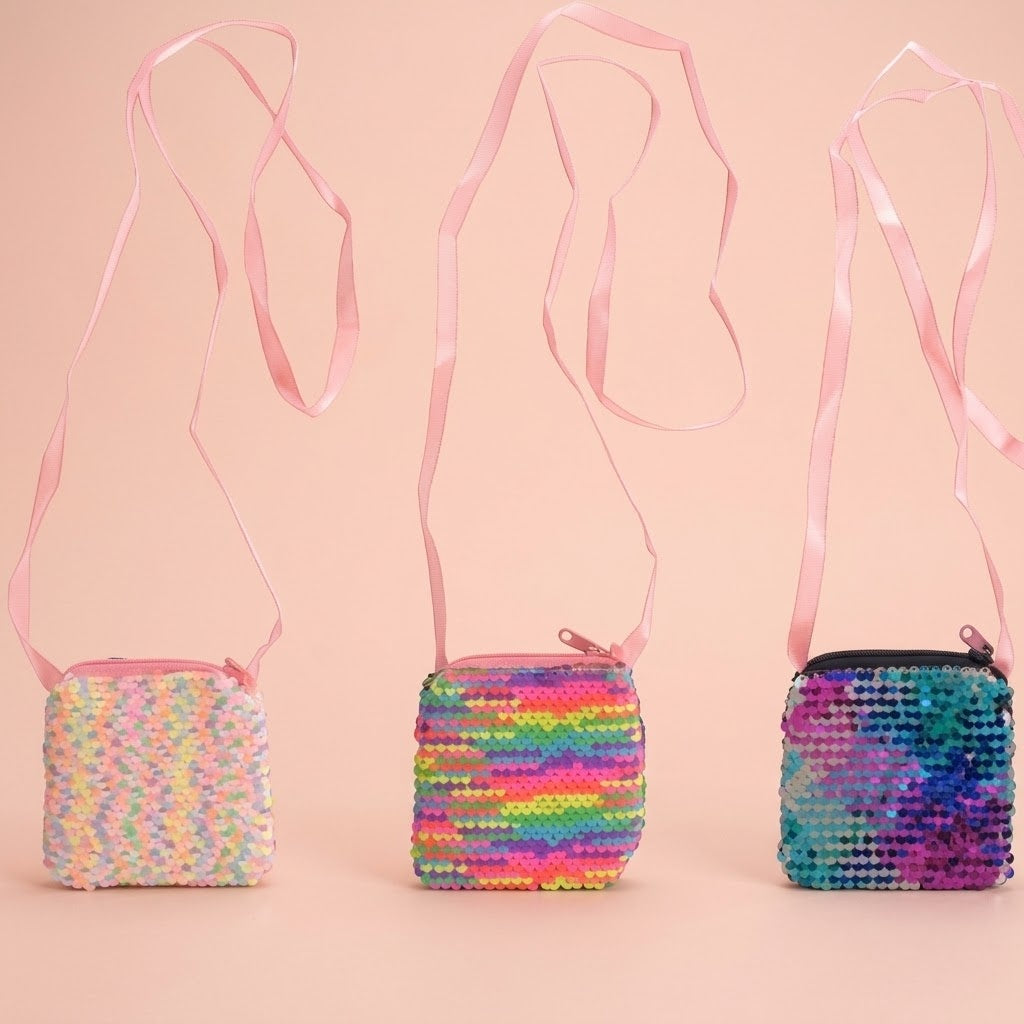 Sequin Crossbody Bag with Zip, 10.5 cm - studio photo
