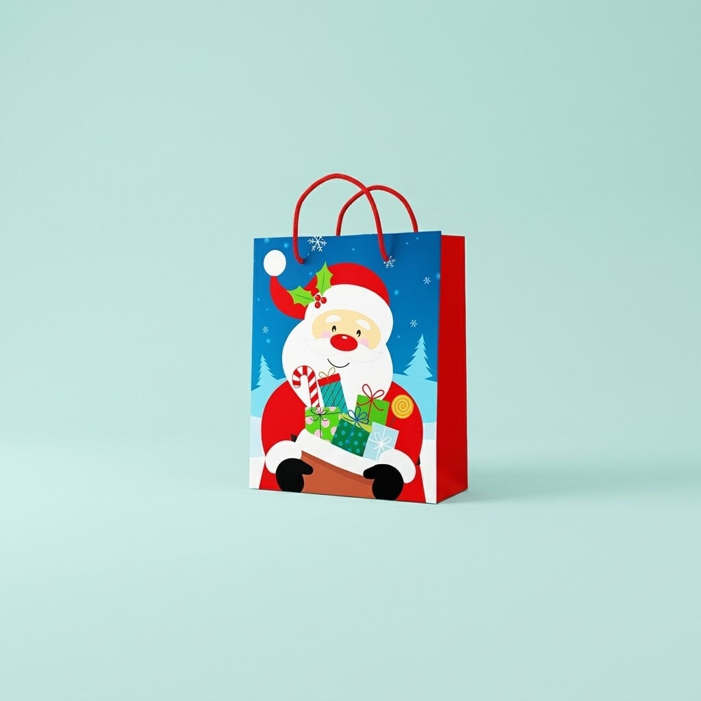Santa Claus Paper Gift Bag with Handles 17 x 12.5 cm - studio photo