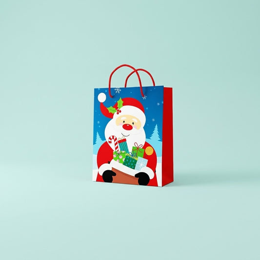 Santa Claus Paper Gift Bag with Handles 17 x 12.5 cm - studio photo