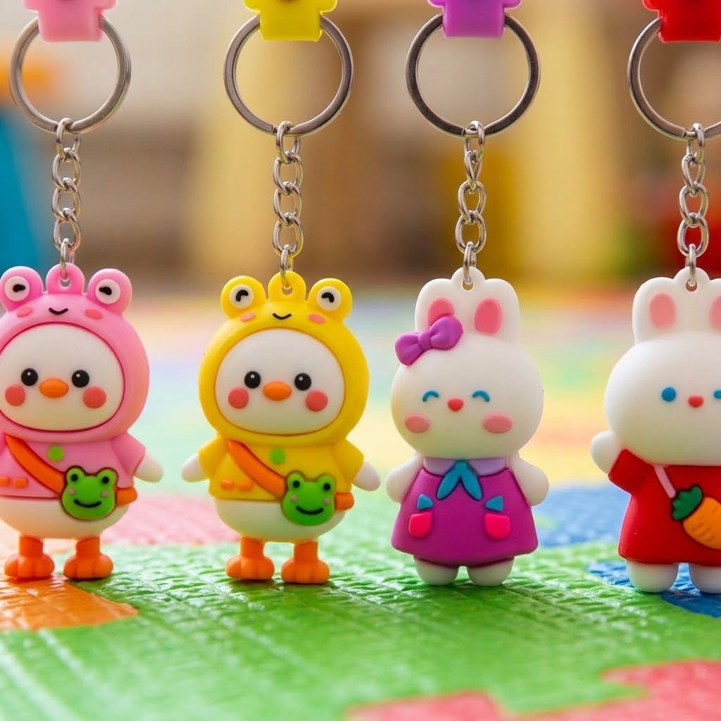 Kawaii Fantasy Animal 3D Keychain with Wrist Strap - close-up