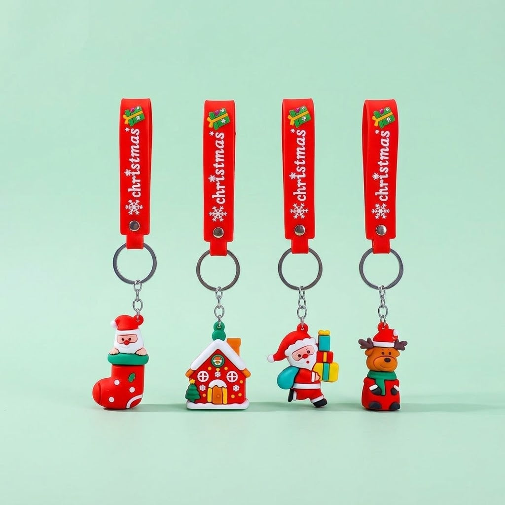Christmas 3D Keychain with Silicone Wrist Strap 5.5 cm - studio photo