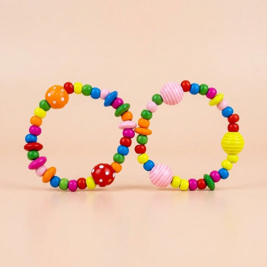 Wooden Bead Bracelet for Kids Plastic-Free Jewellery - studio photo