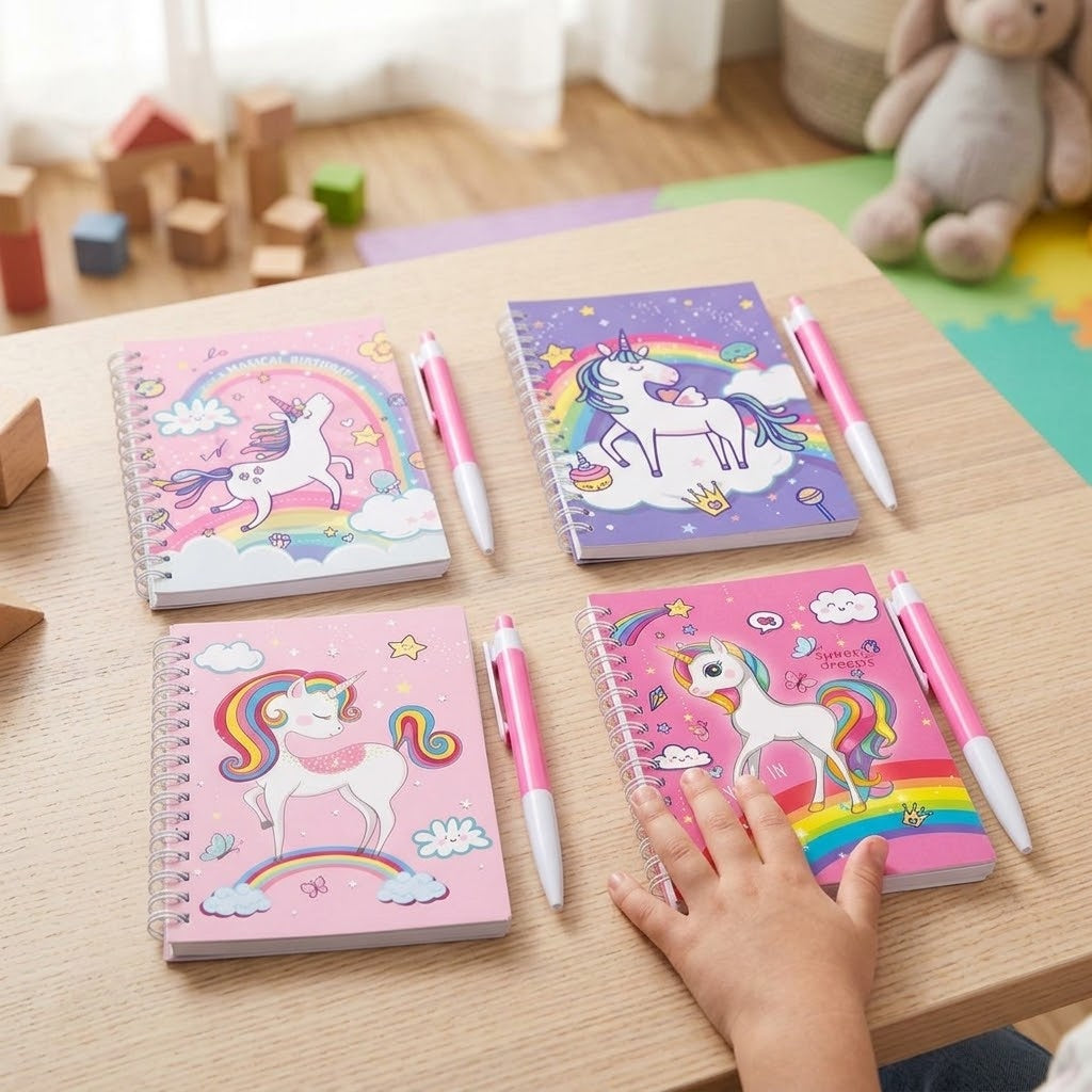 Unicorn Spiral Notebook with Pen Kids Gift Set - lifestyle photo