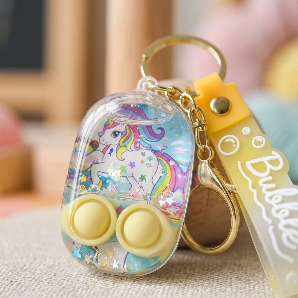 Unicorn Water Game Keychain with Wrist Strap 7 cm - close-up