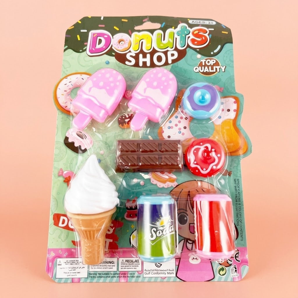 Play Food Set with Cans, Donuts & Ice Creams - studio photo