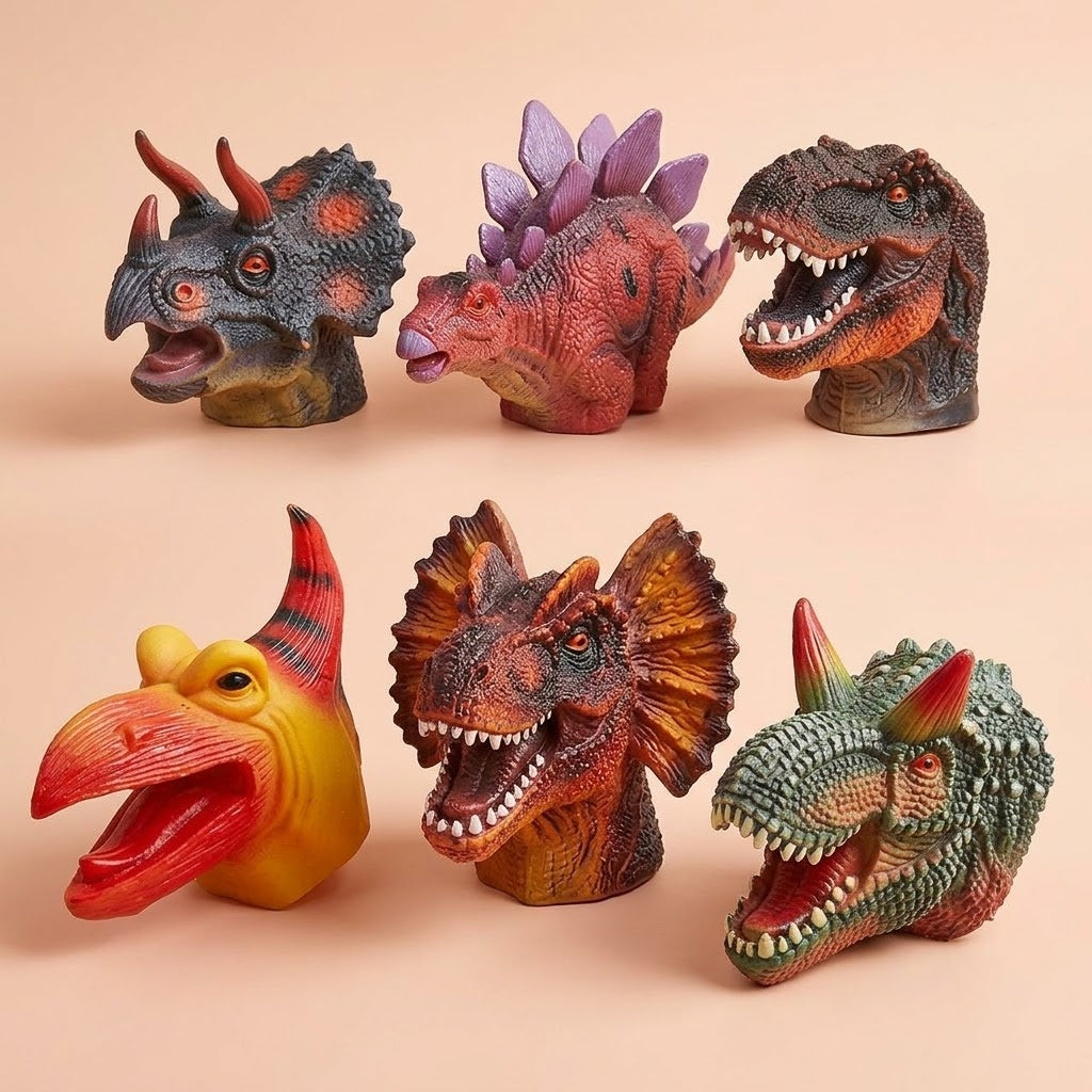 Dinosaur Head Hand Puppet - studio photo