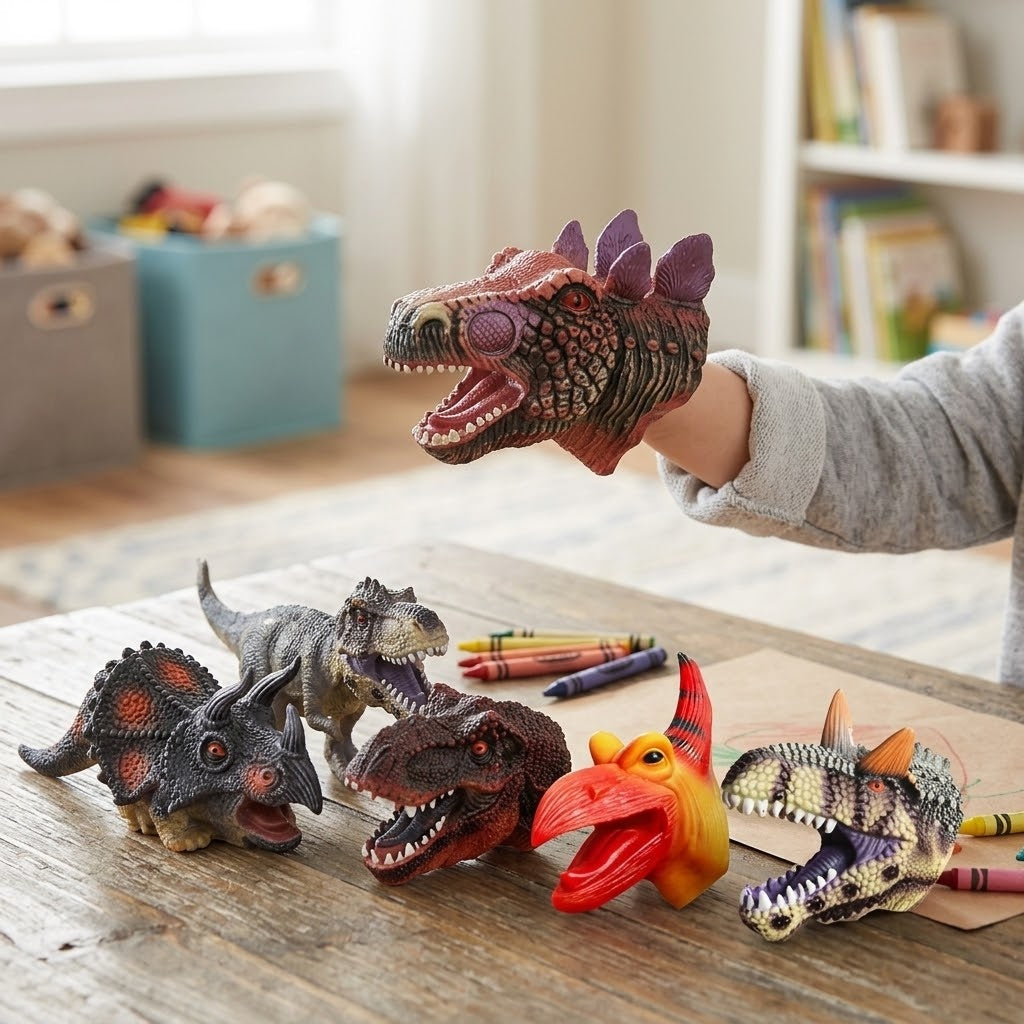 Dinosaur Head Hand Puppet - lifestyle photo