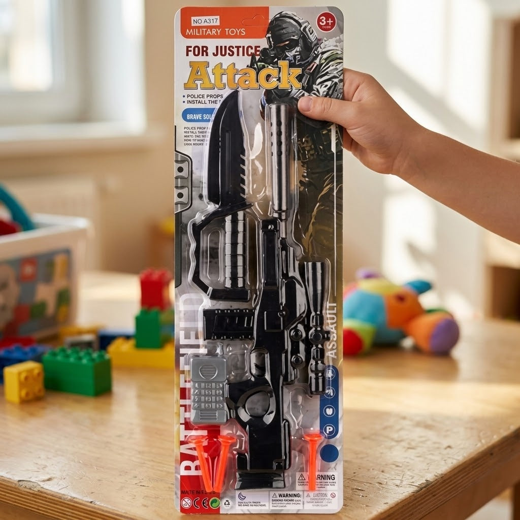 Police Toy Set with Rifle, Walkie-Talkie & Darts - lifestyle photo
