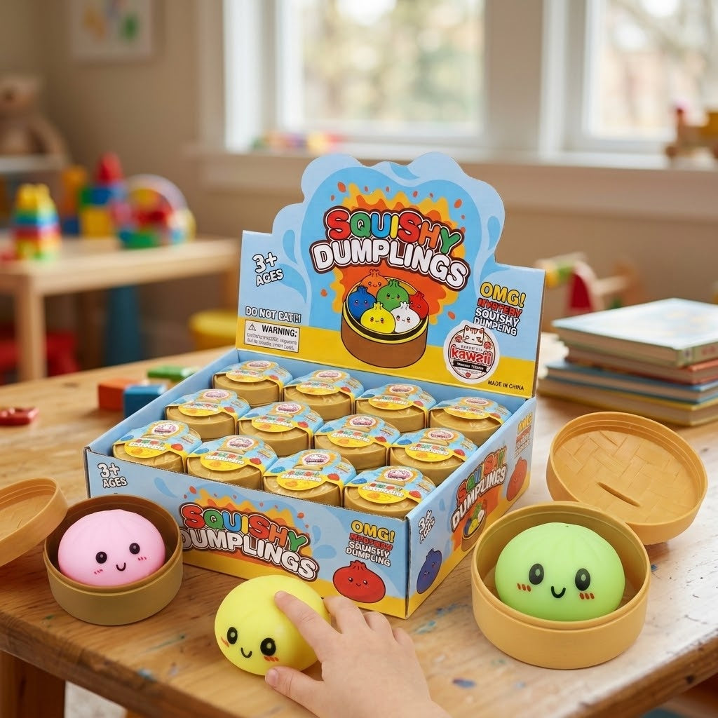 Neon Mystery Dumpling Squishy in Steamer Basket 6 cm - lifestyle photo