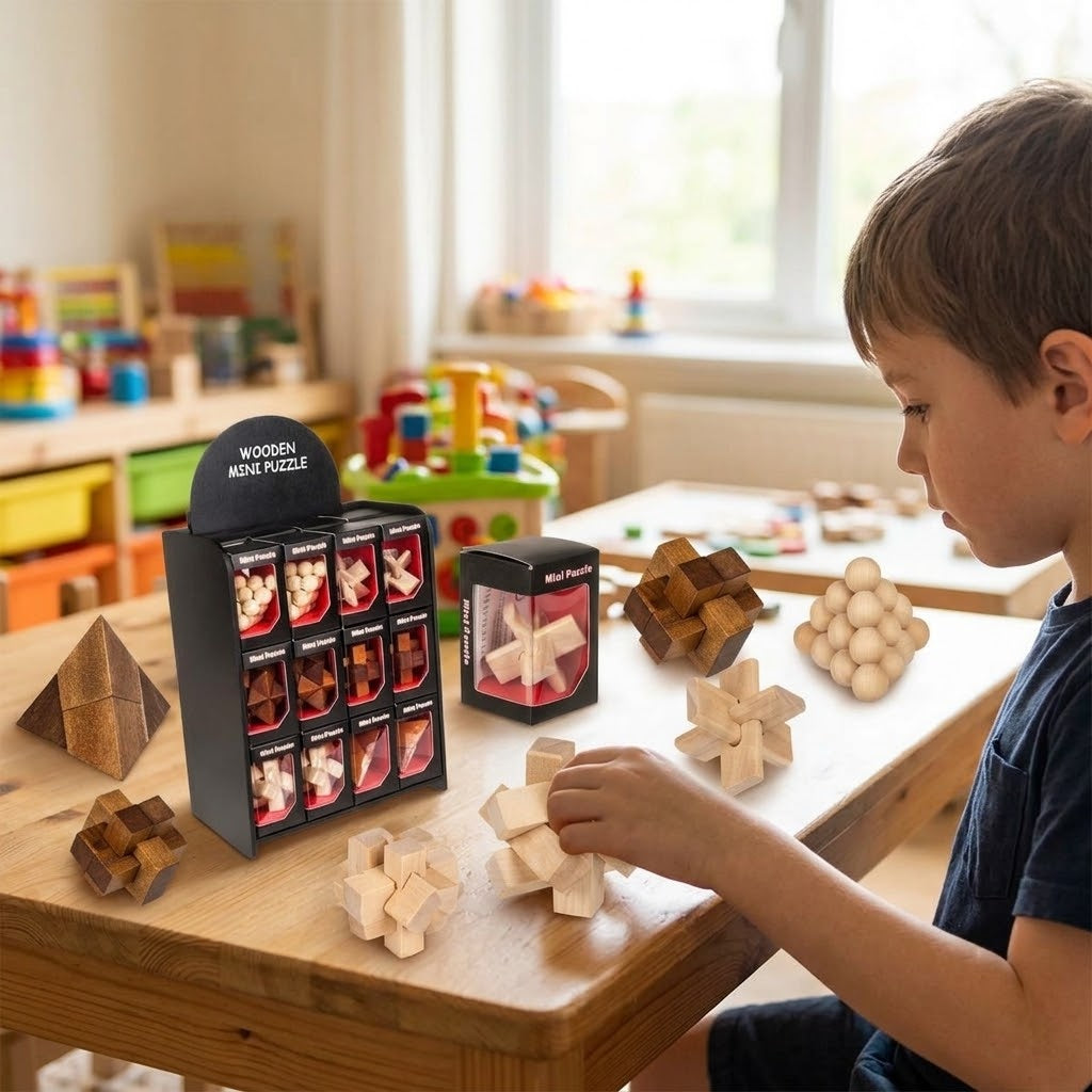 Wooden Puzzle Brain Teaser Game in Gift Box - lifestyle photo