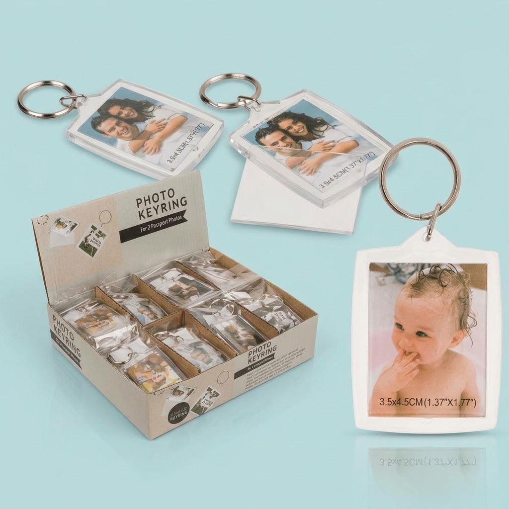 Acrylic Photo Keychain for 2 Photos Insert Key Ring - studio photo
