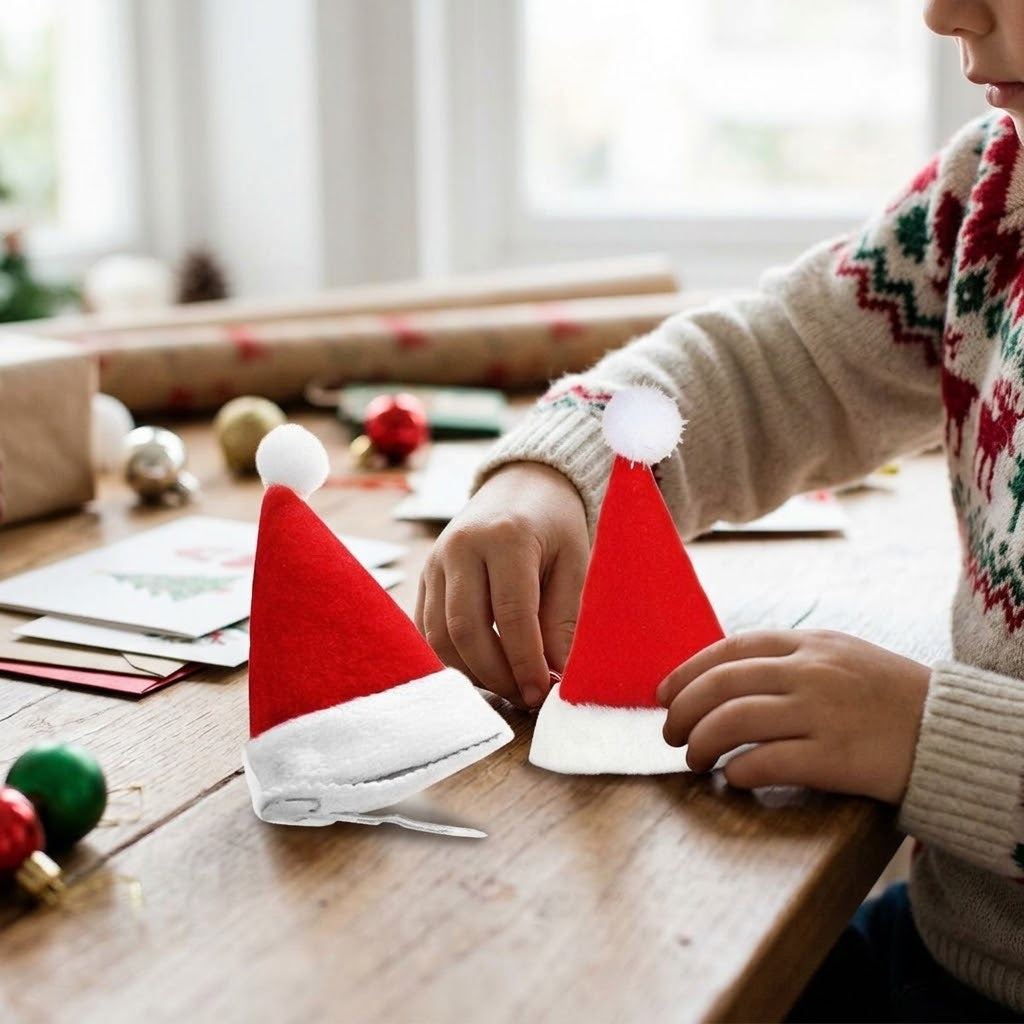 Christmas Hat Hair Clip Mini Santa Hat Hair Accessory - lifestyle photo