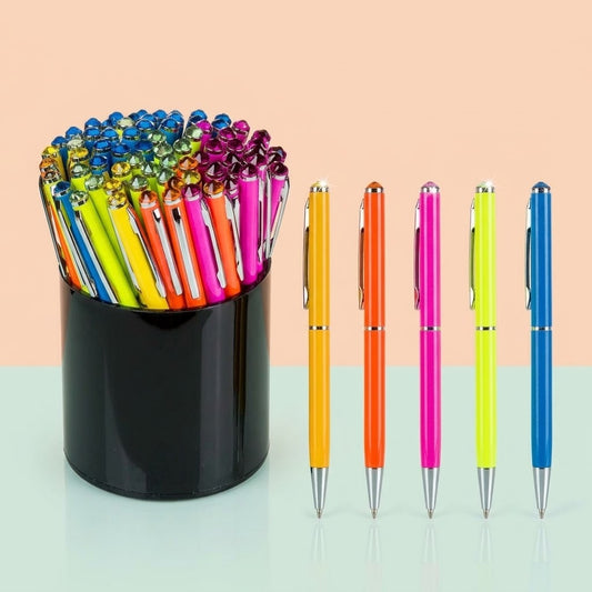 Metal Ballpoint Pen with Crystal Bead - studio photo