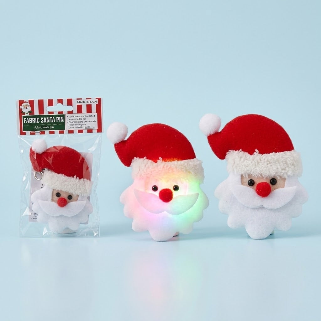 Light Up Felt Santa Brooch Christmas Badge - studio photo