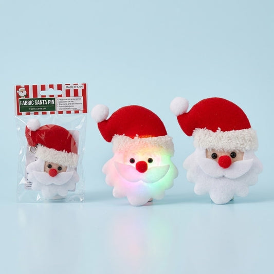 Light Up Felt Santa Brooch Christmas Badge - studio photo