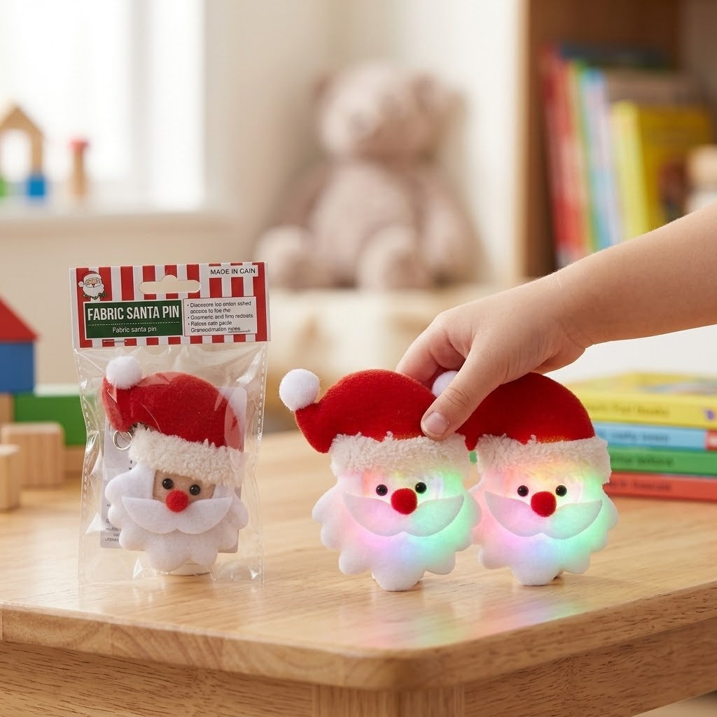 Light Up Felt Santa Brooch Christmas Badge - lifestyle photo