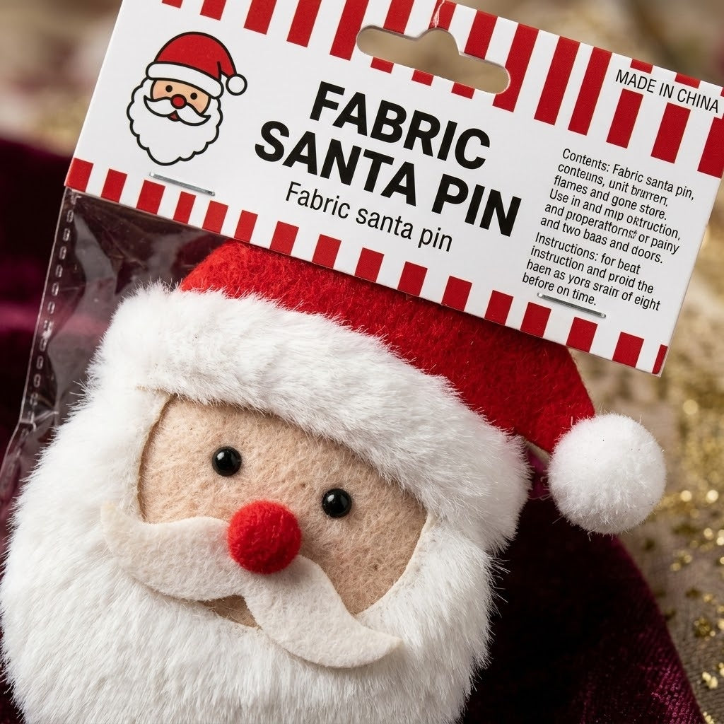 Light Up Felt Santa Brooch Christmas Badge - close-up