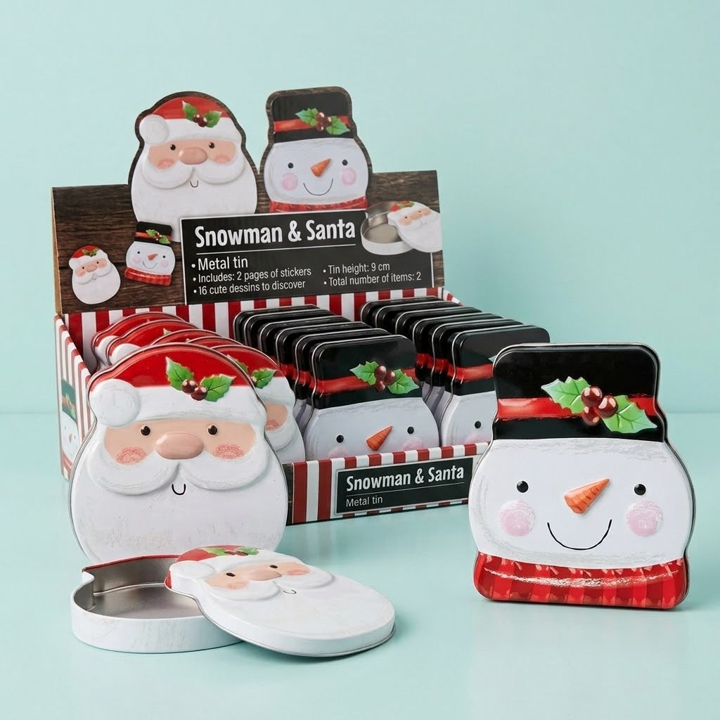 Metal Christmas Gift Tin Treat Box for Sweets - studio photo