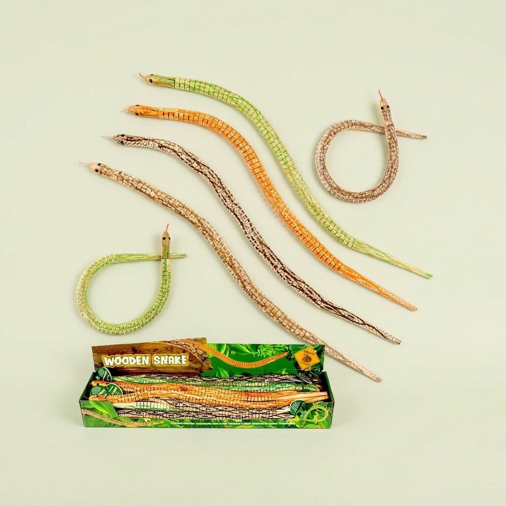 Wooden Articulated Wiggly Snake Toy 50 cm - studio photo