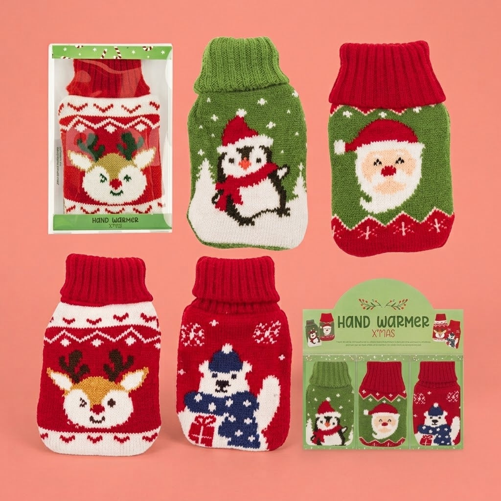 Reusable Christmas Hand Warmer in Knitted Sock - studio photo