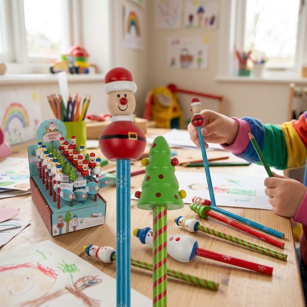 Christmas Pencil with Wooden Figure Topper 21 cm - lifestyle photo