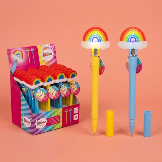 Light Up LED Rainbow Ballpoint Pen Novelty Pen - studio photo