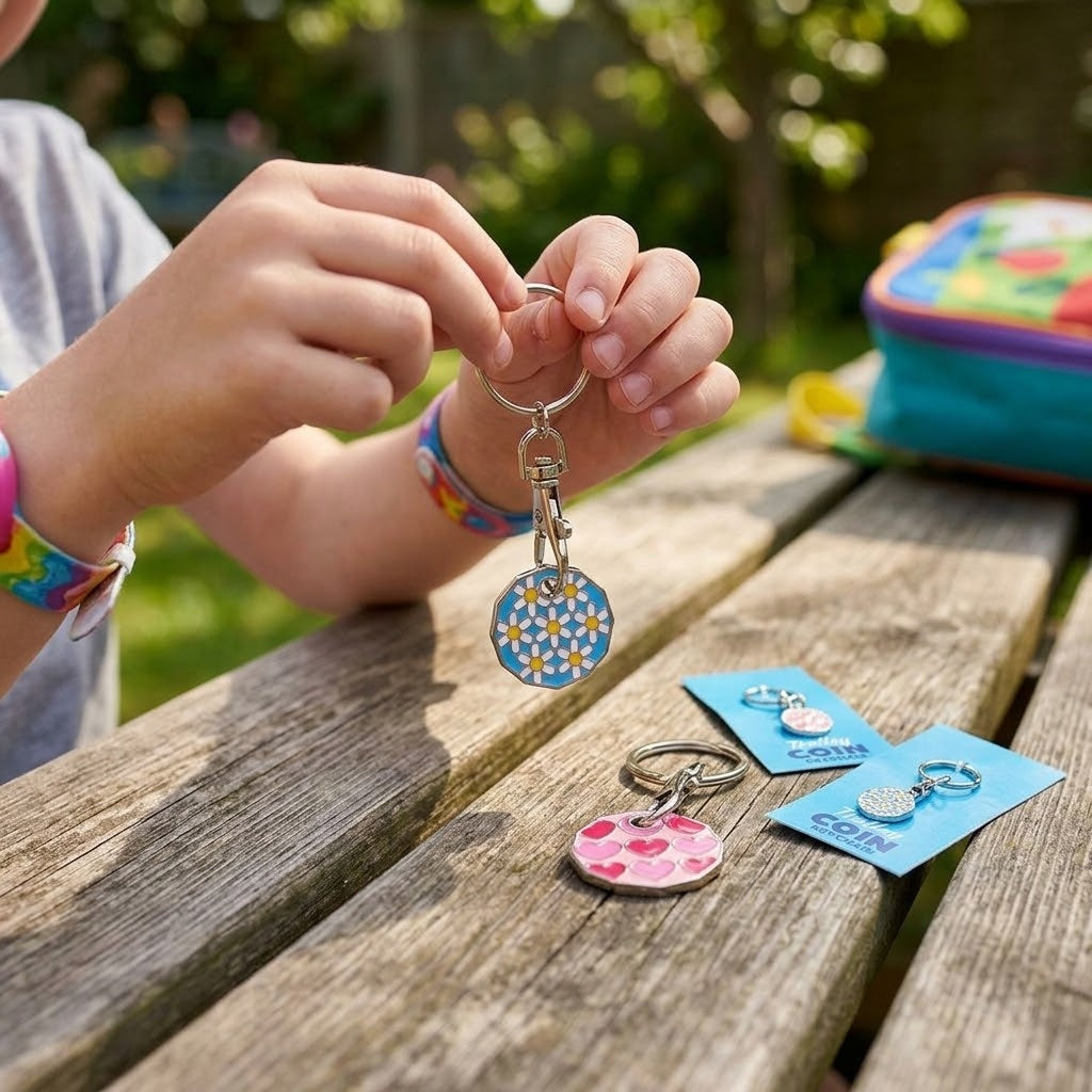 Shopping Trolley Token Keychain Metal Key Ring - lifestyle photo