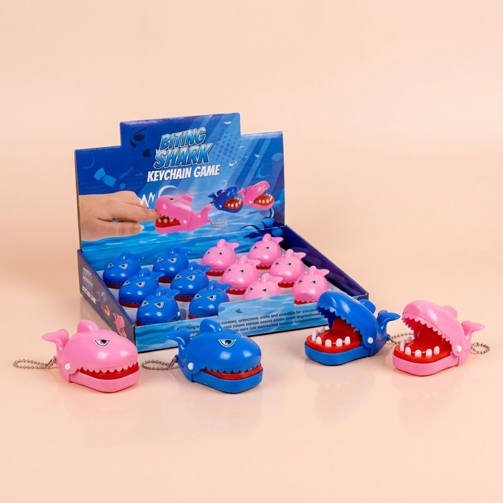 Biting Shark Game Keychain Mini Pocket Game - studio photo