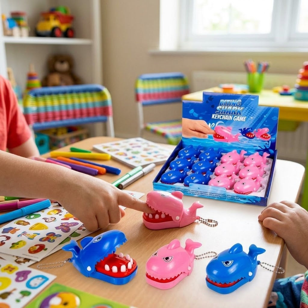 Biting Shark Game Keychain Mini Pocket Game - lifestyle photo