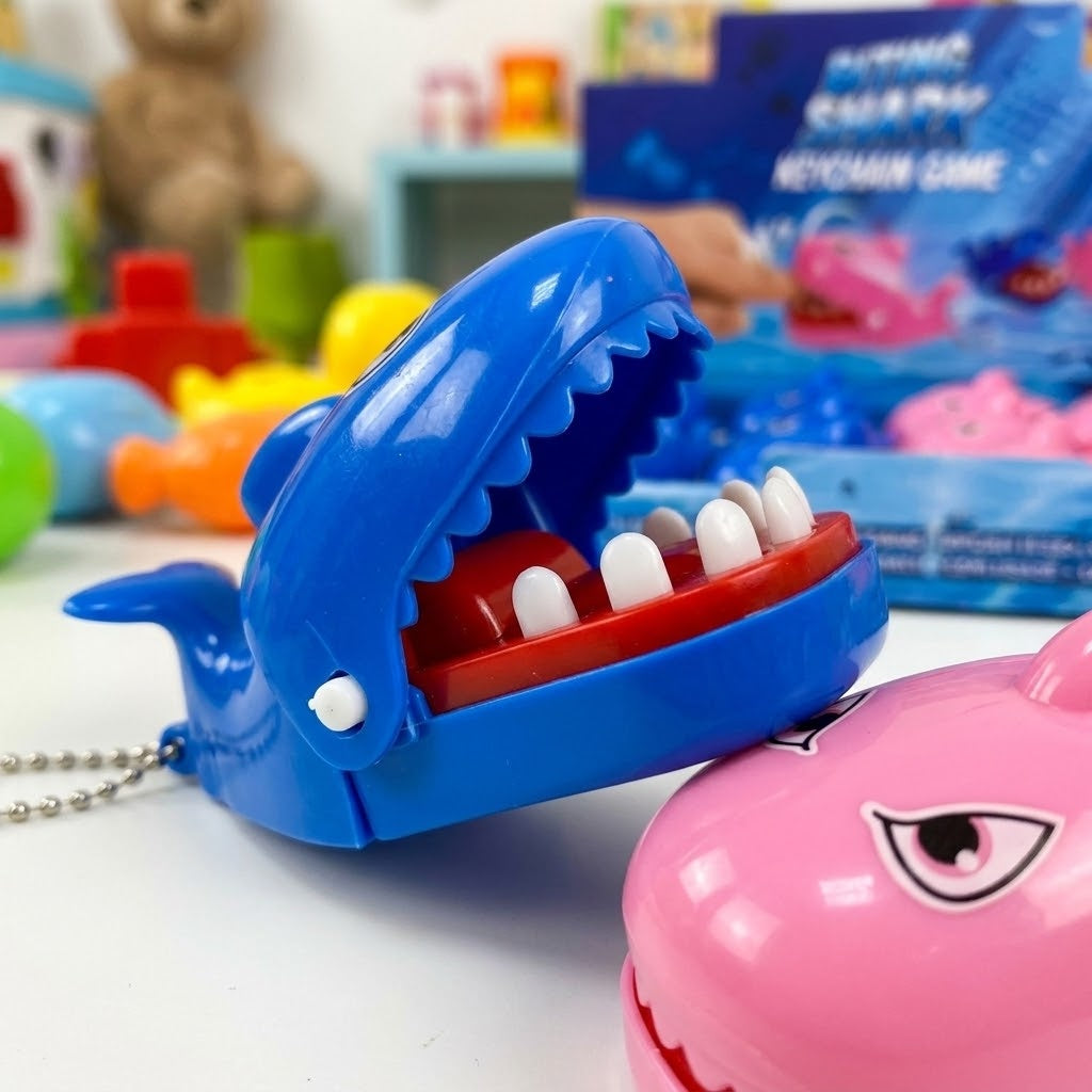 Biting Shark Game Keychain Mini Pocket Game - close-up