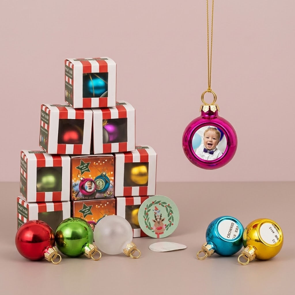 Personalisable Photo Christmas Bauble Small 3.6 cm - studio photo