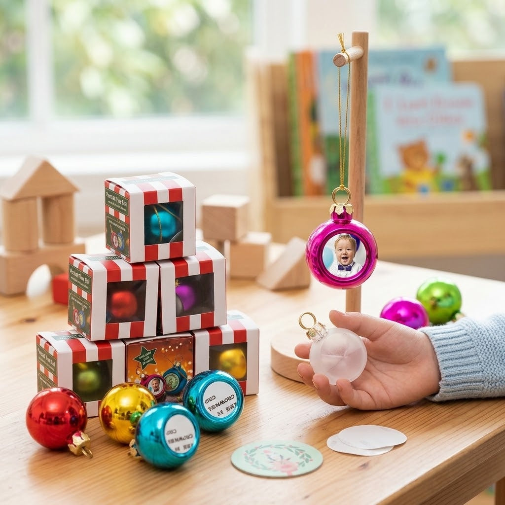 Personalisable Photo Christmas Bauble Small 3.6 cm - lifestyle photo