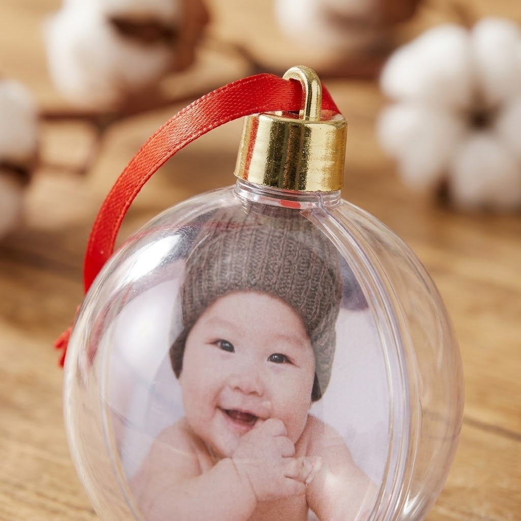 Personalisable Christmas Bauble Photo Ornament - close-up