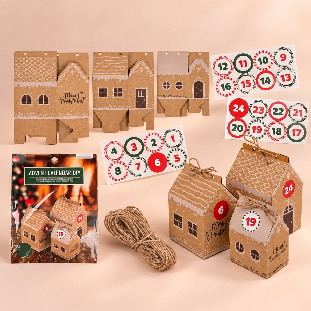 DIY Advent Calendar Kit 24 Cardboard Boxes - studio photo