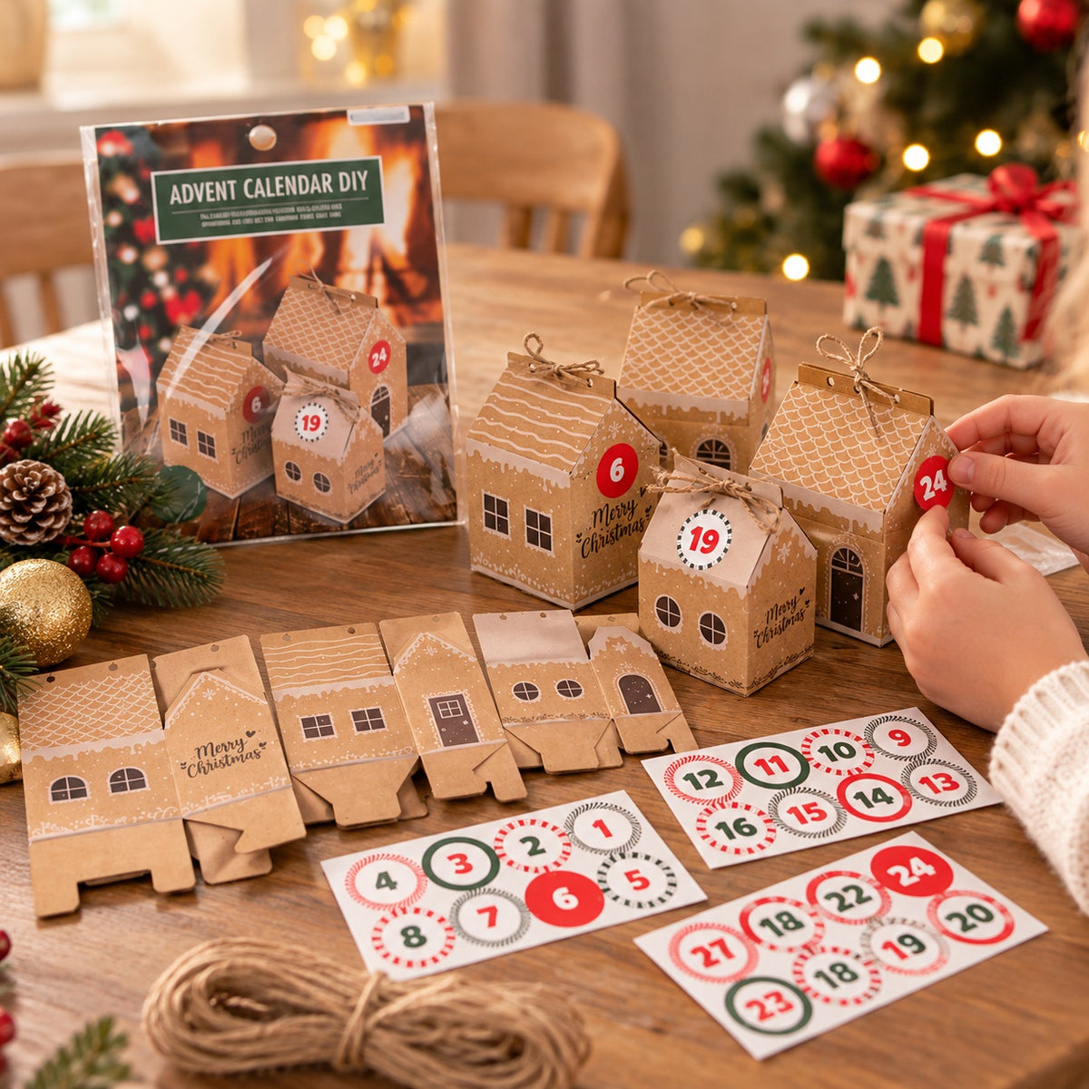 DIY Advent Calendar Kit 24 Cardboard Boxes - lifestyle photo