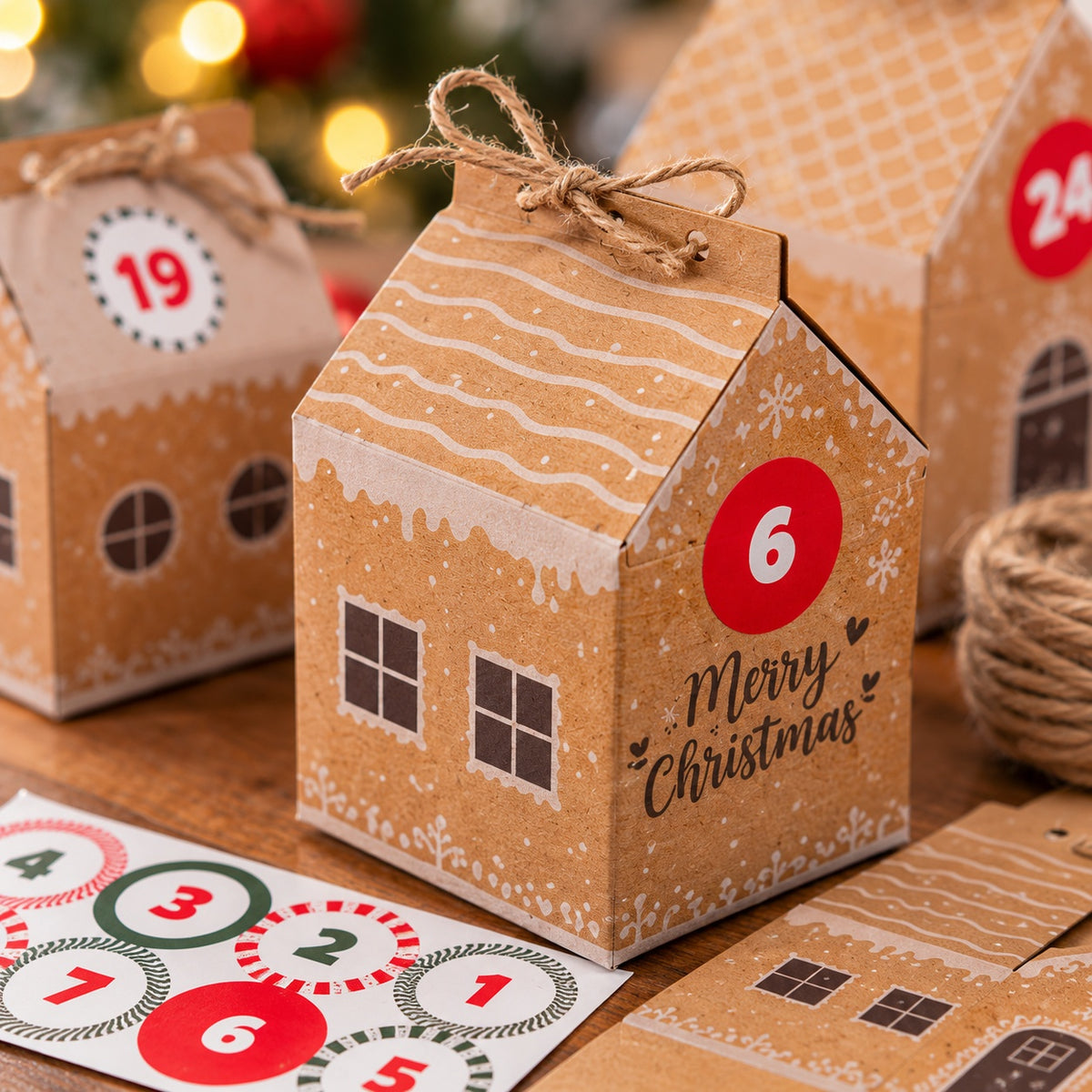 DIY Advent Calendar Kit 24 Cardboard Boxes - close-up