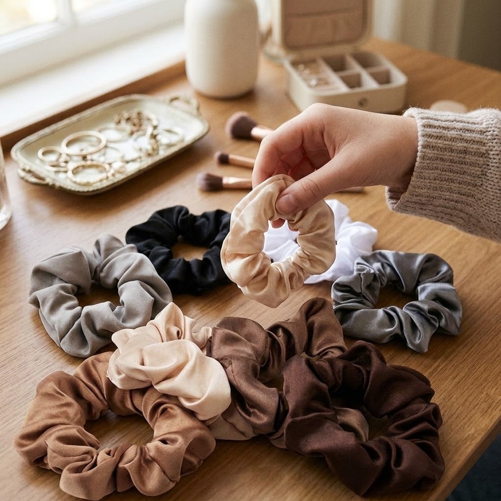 Satin Scrunchie Soft Hair Tie Anti-Breakage - lifestyle photo