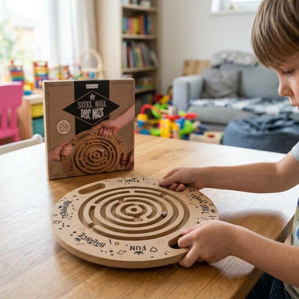 Giant Wooden Maze Disc 34 cm Ball Labyrinth Game - lifestyle photo