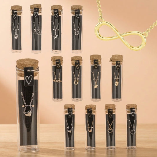 Glass Bottle Necklace with Cork Stopper 45 cm Chain - studio photo