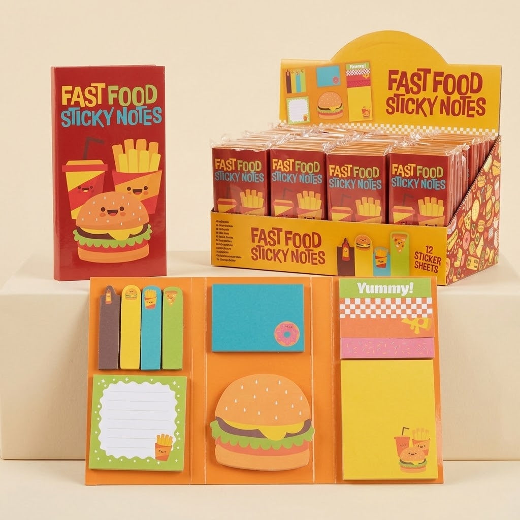 Fast Food Sticky Notes Pad Novelty Memo Notes - studio photo