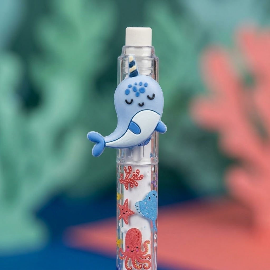 Sea Animals Erasable Gel Pen Kids Stationery - close-up