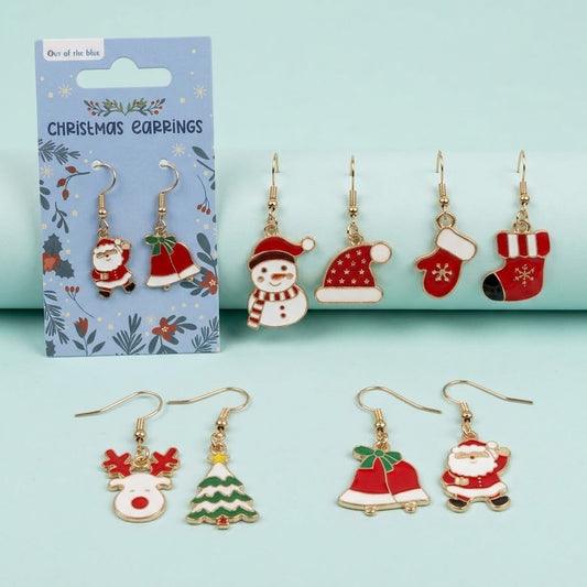 Metal Christmas Earrings for Kids Festive Jewellery - studio photo