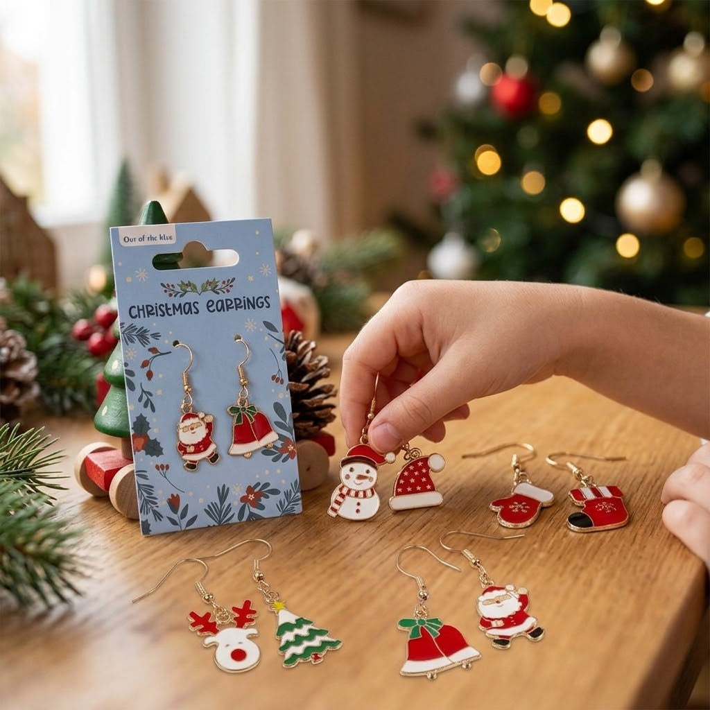 Metal Christmas Earrings for Kids Festive Jewellery - lifestyle photo