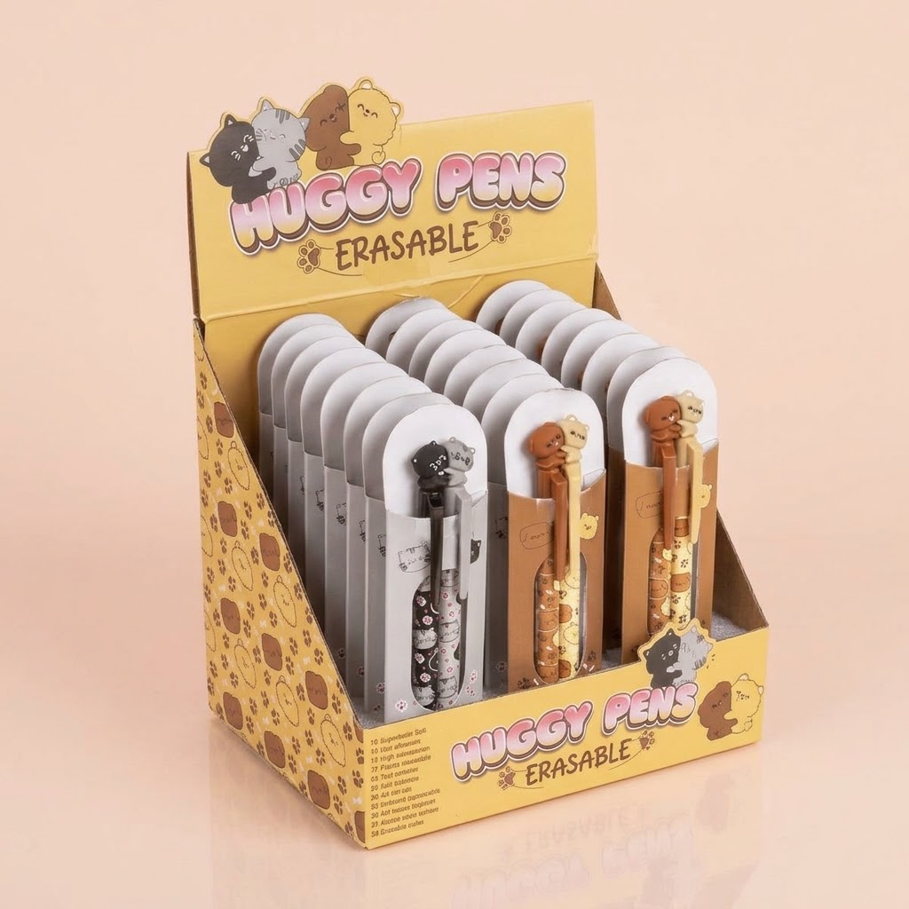 Kawaii Erasable Pens Cuddling Animals Set of 2