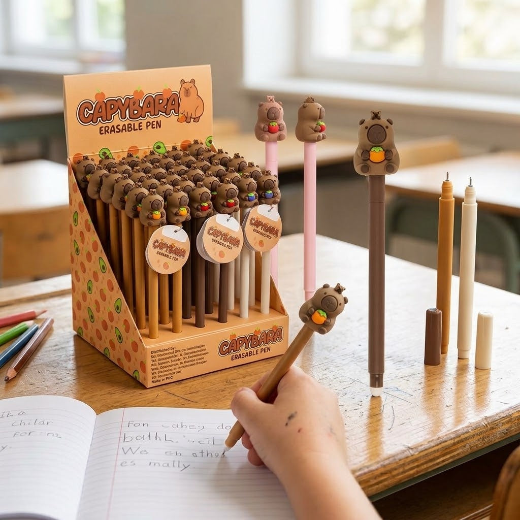 Capybara Erasable Gel Pen Cute Kids Pen - lifestyle photo