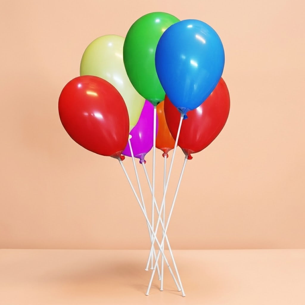 Latex Balloon on Paper Stick Party Favours - studio photo