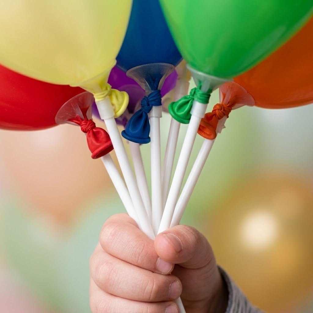 Latex Balloon on Paper Stick Party Favours - close-up