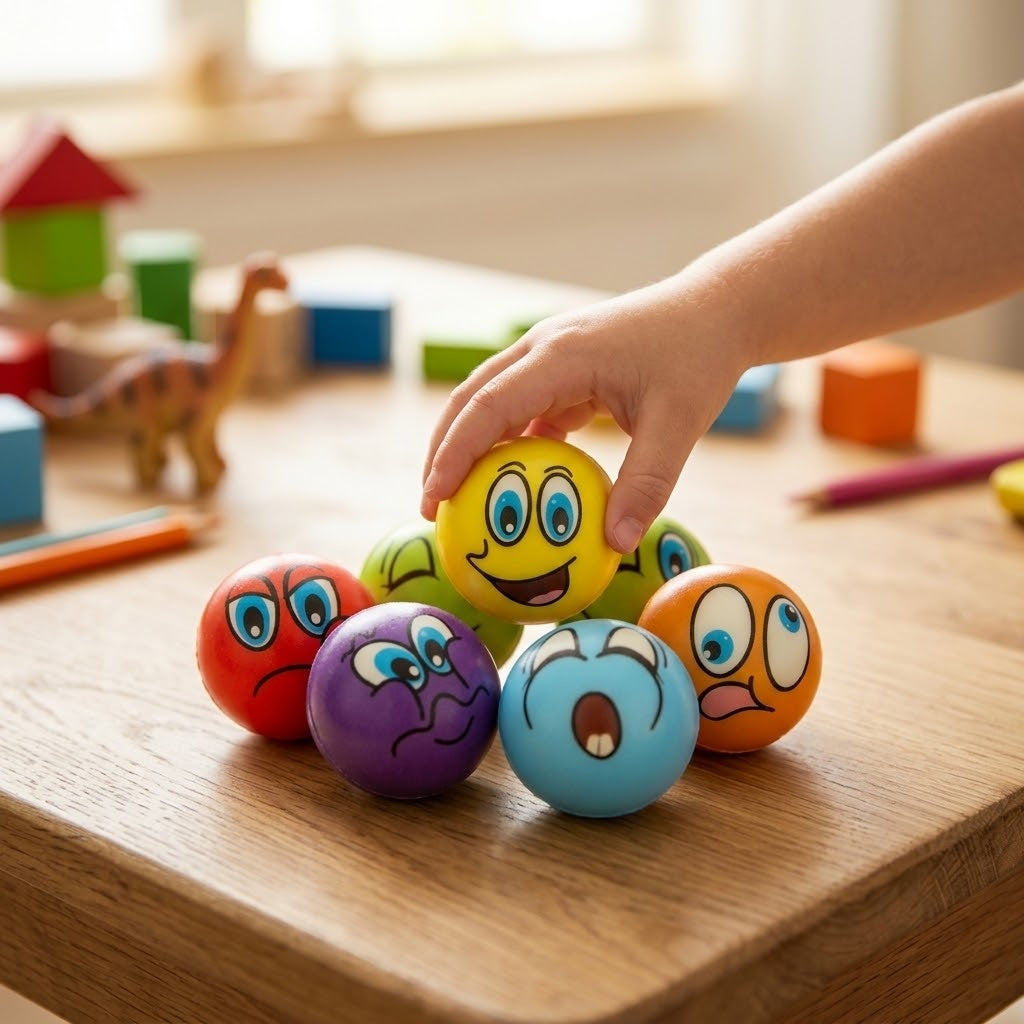 Smiley Face Bouncy Ball Kids Ball 6 cm - lifestyle photo