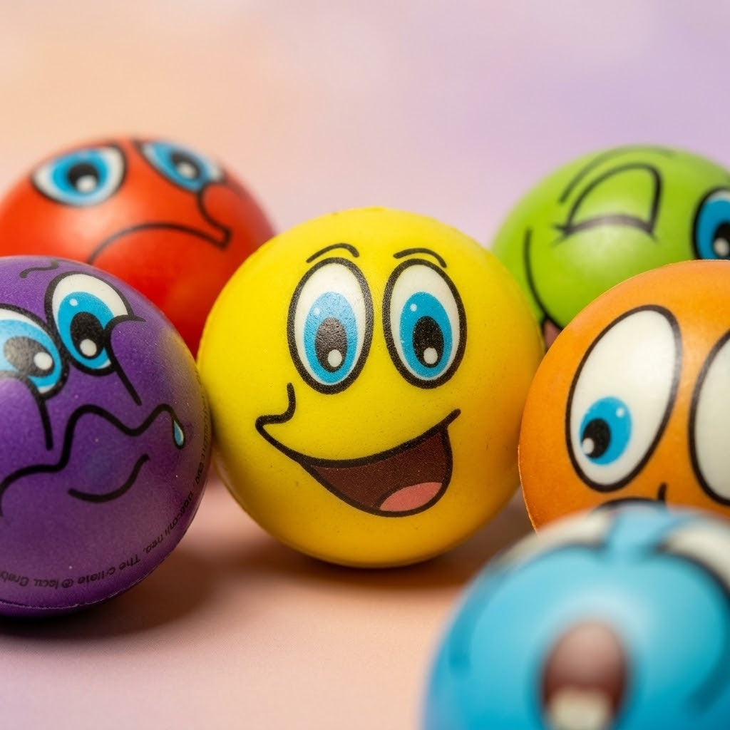 Smiley Face Bouncy Ball Kids Ball 6 cm - close-up