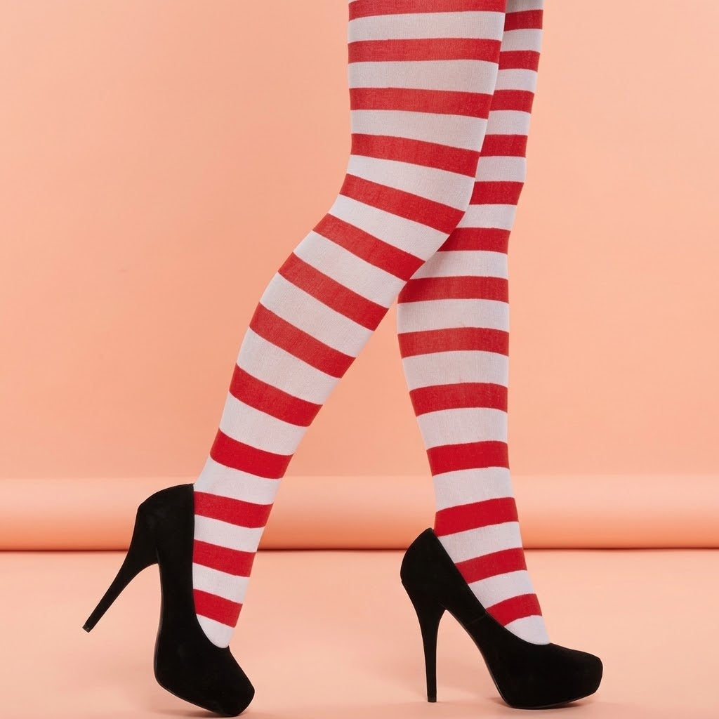 Christmas Tights Red and White Adult Size - studio photo